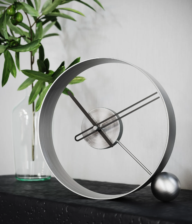 Ball and Ring table clock silver