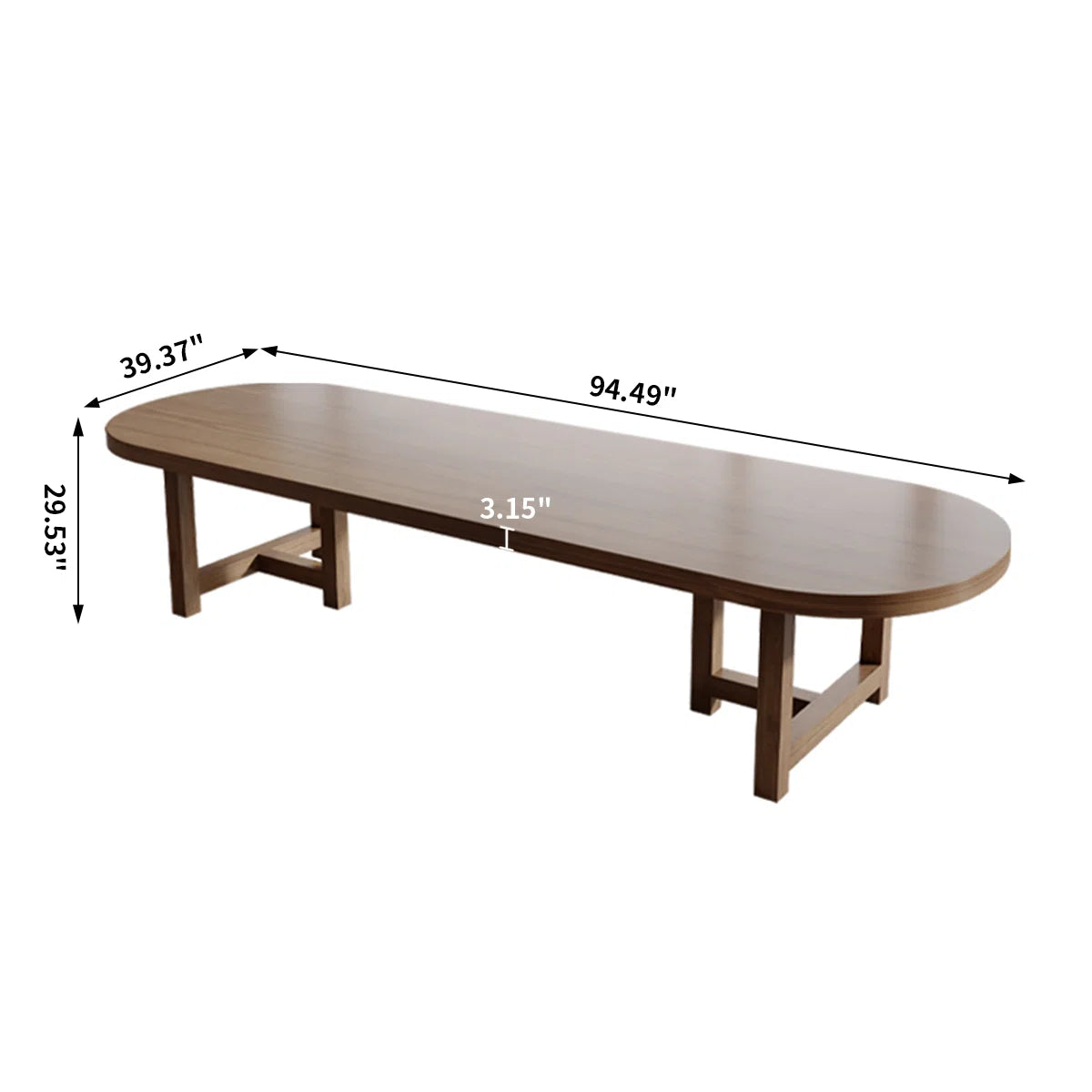 Elegant Brown Oval Solid Pine Conference Table