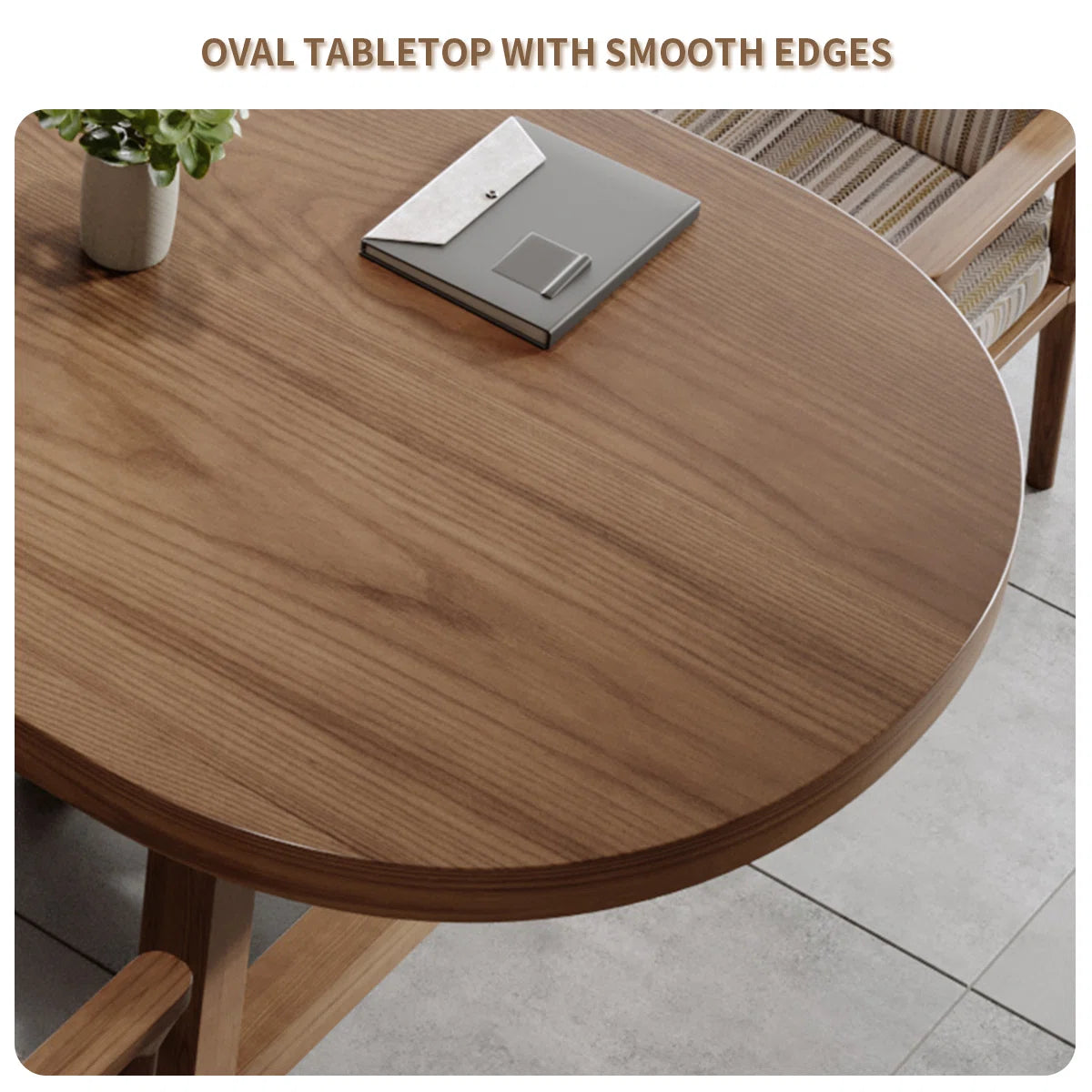 Elegant Brown Oval Solid Pine Conference Table