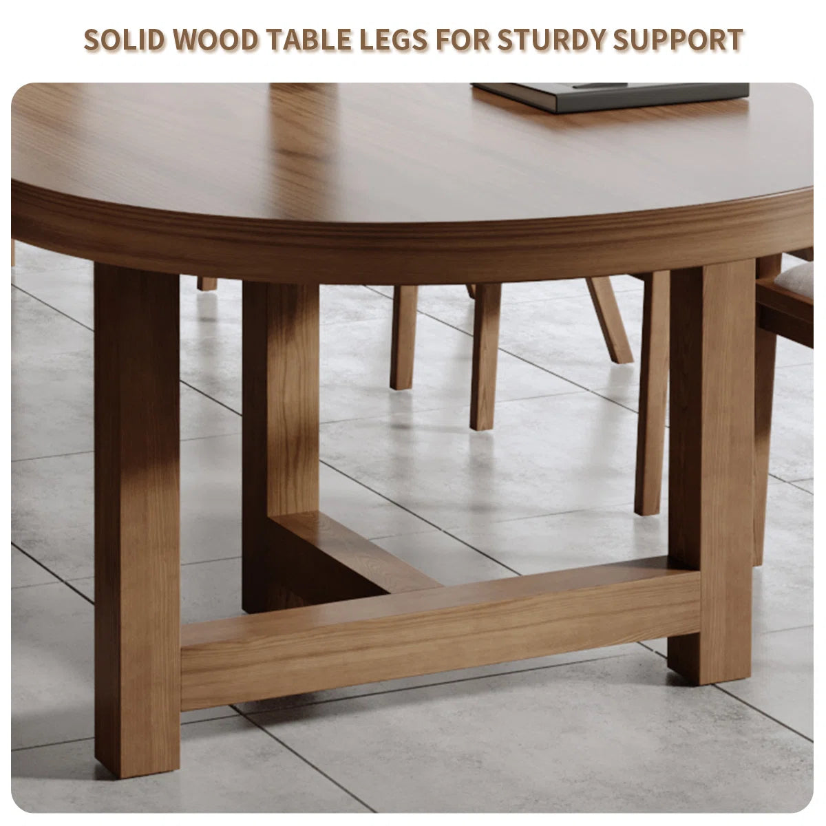Elegant Brown Oval Solid Pine Conference Table