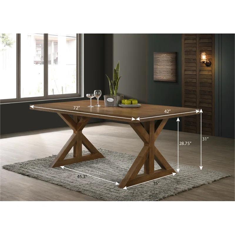 Wood Trestle Dining Set, Brushed Driftwood Finish - Ouch Cart