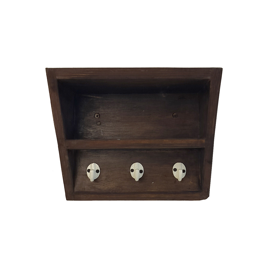 Estelle Wooden Wall Shelf Organiser with Key Holders-OUCH CART | Wall decor and hangings