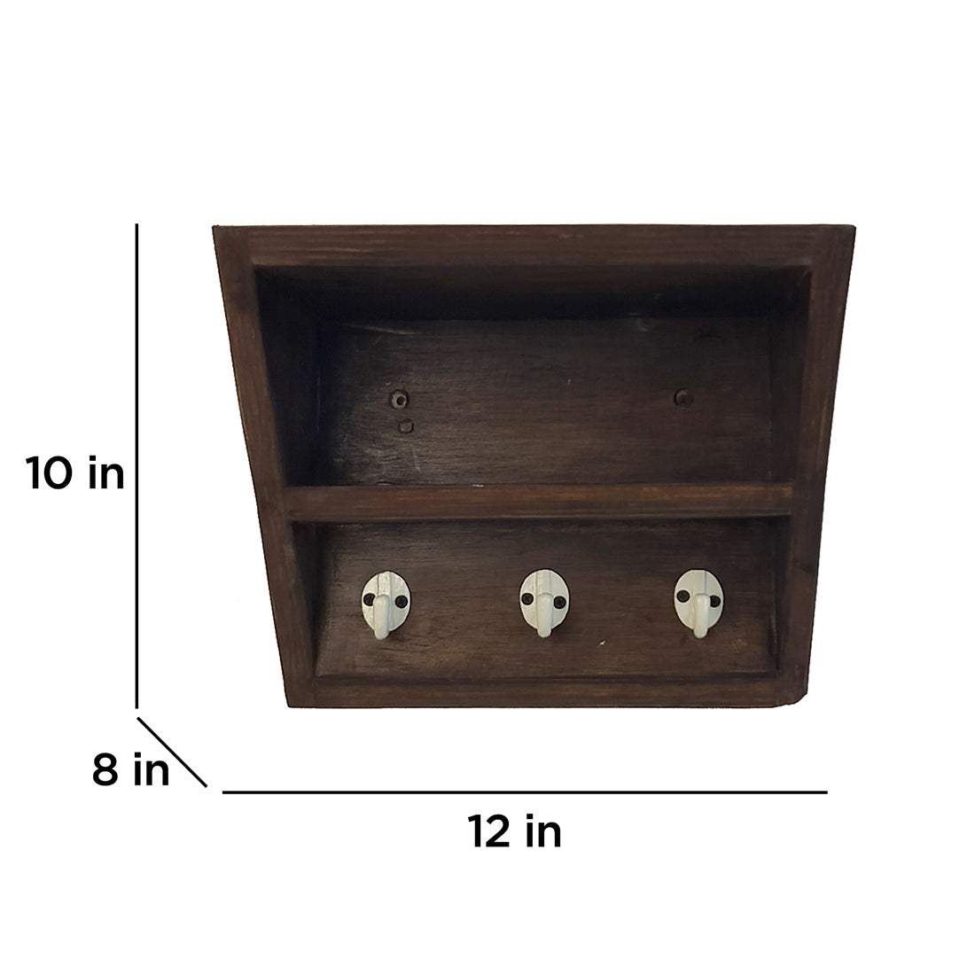 Estelle Wooden Wall Shelf Organiser with Key Holders