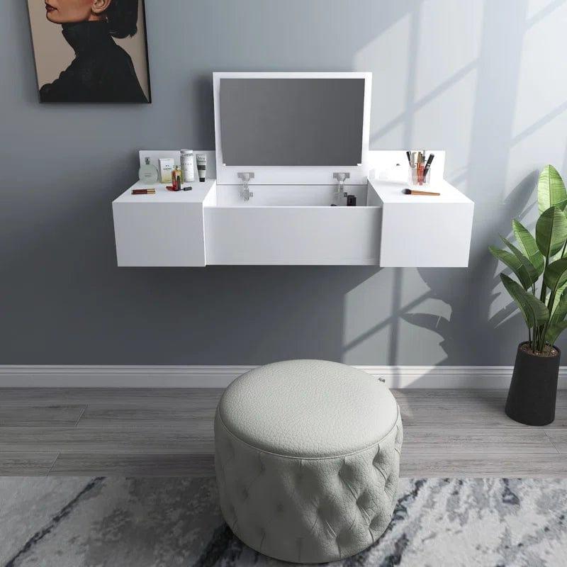 ALIMORDEN Floating Shelf with Drawer,Floating Drawer for Bathroom, White Wall Mounted Desk,Pull Out Drawer, Floating Wall Desk, Hanging Desk, White - Ouch Cart