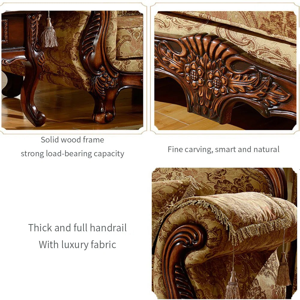 European-style Living Room Carved Sofa. 73.2'' Upholstered Sofa