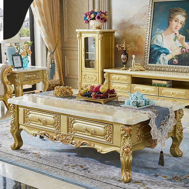 European Luxury Carved Marble Coffee Table - OUCHCART | Coffee table