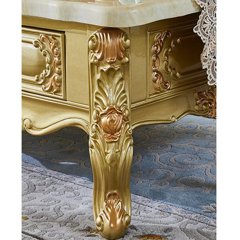 European Luxury Carved Marble Coffee Table
