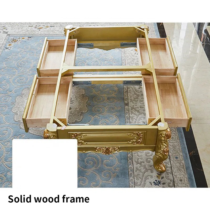 European Luxury Carved Marble Coffee Table
