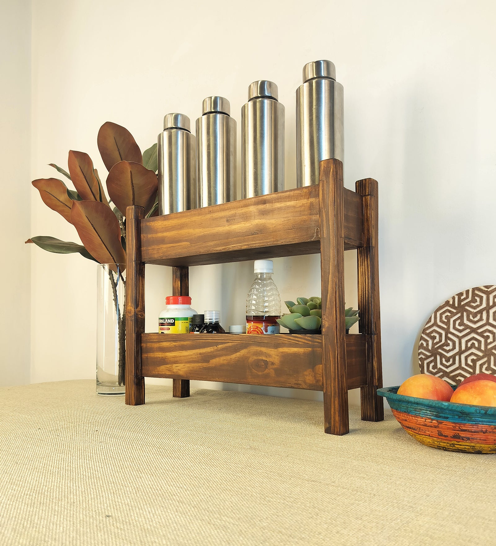 Evana Wooden Kitchen Countertop Organiser