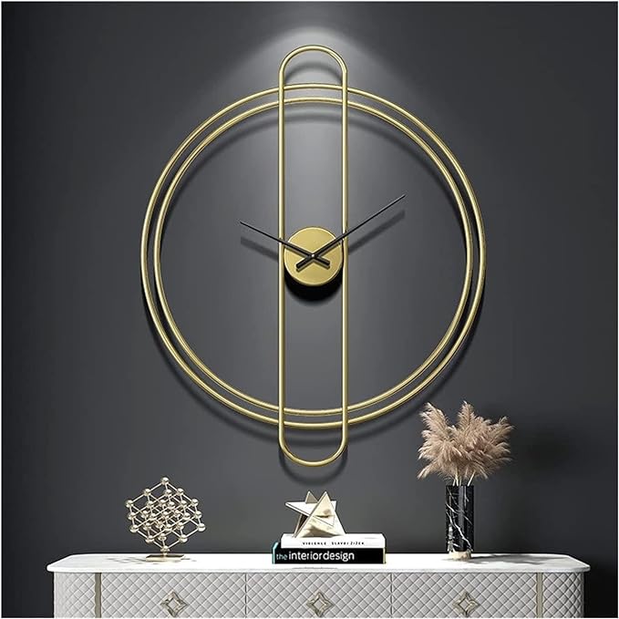 Double Ring Gold Capsule Wall Clock N.R.HOMESDECOR