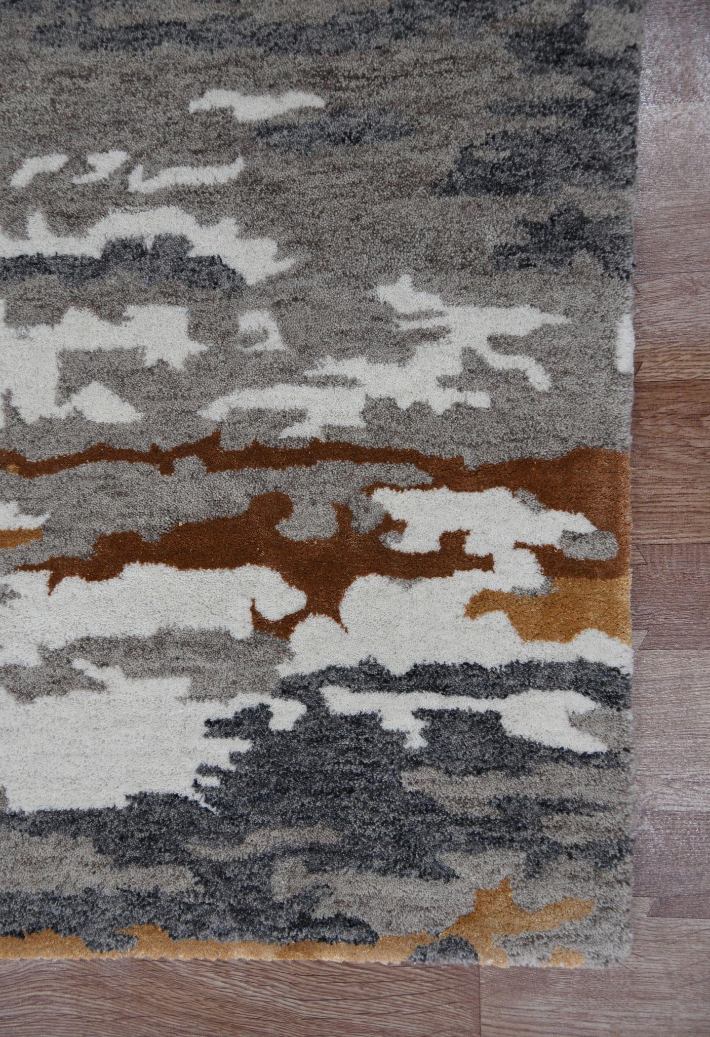 Orange Wool & Viscose Abstract 5x8 Feet Hand-Tufted Carpet - Rug - Ouch Cart