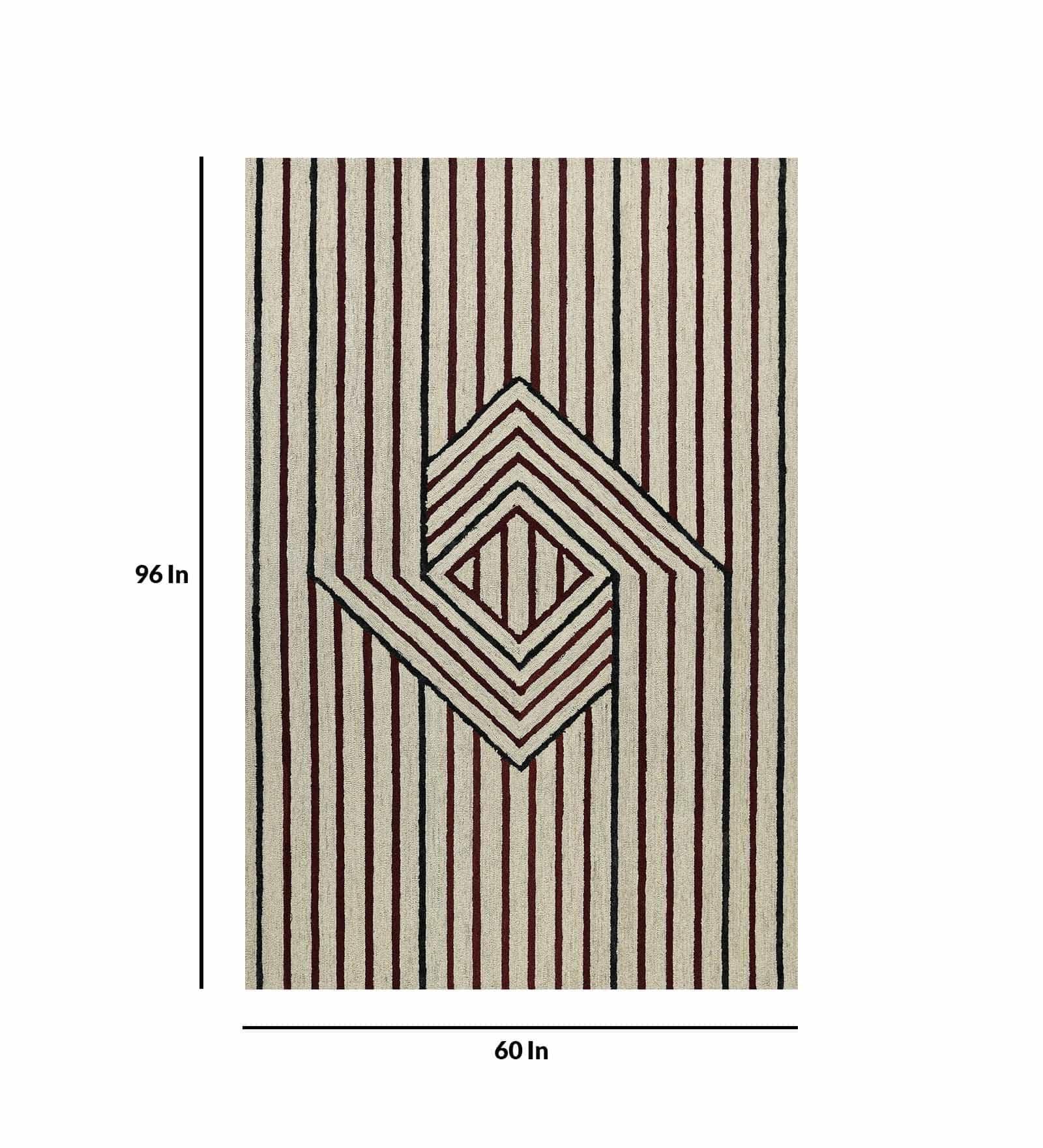 IVORY Wool & Viscose Canyan 5x8 Feet Hand-Tufted Carpet - Rug - Ouch Cart
