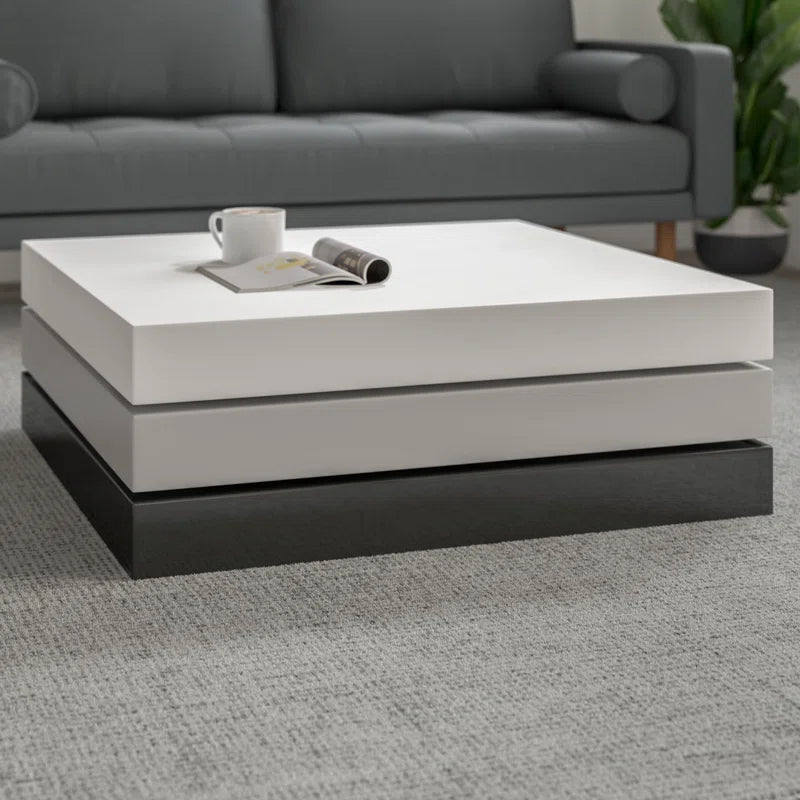 Abstract Geometric Swivel Coffee Table – White & Gray Gloss Finish OUCH CART