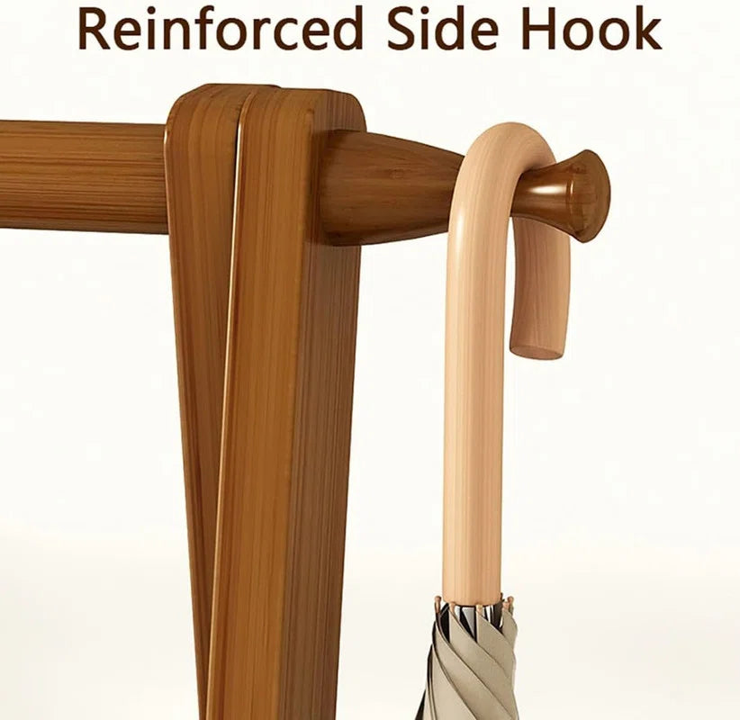 Wooden Garment Stand with 2 Storage Shelves