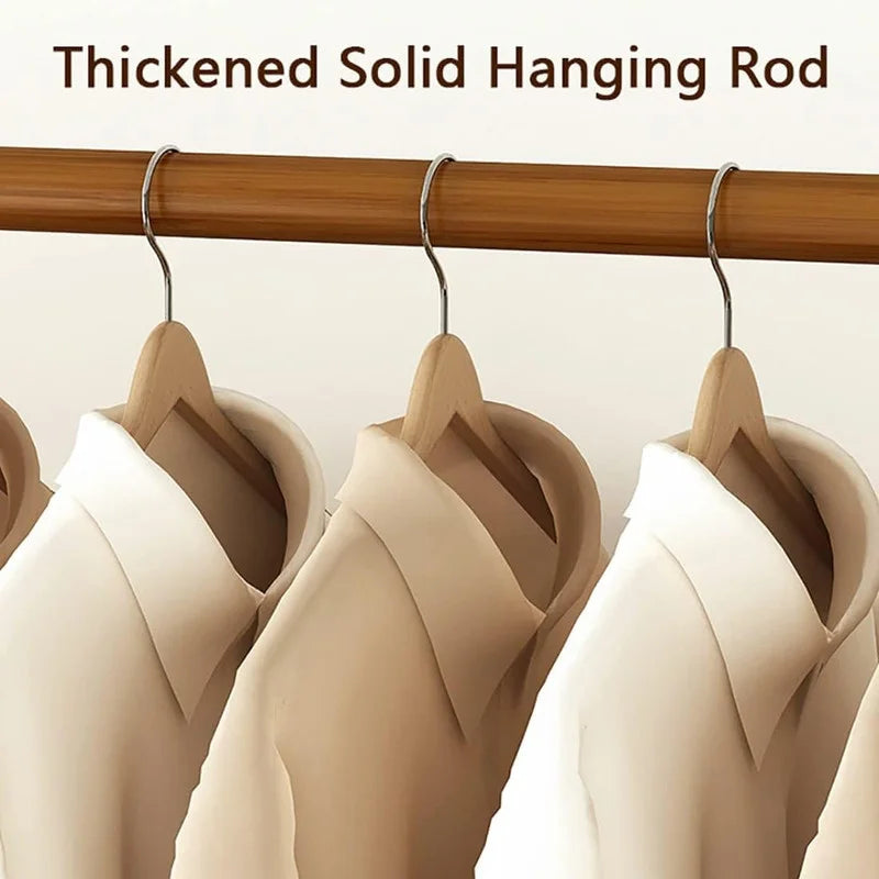 Wooden Garment Stand with 2 Storage Shelves