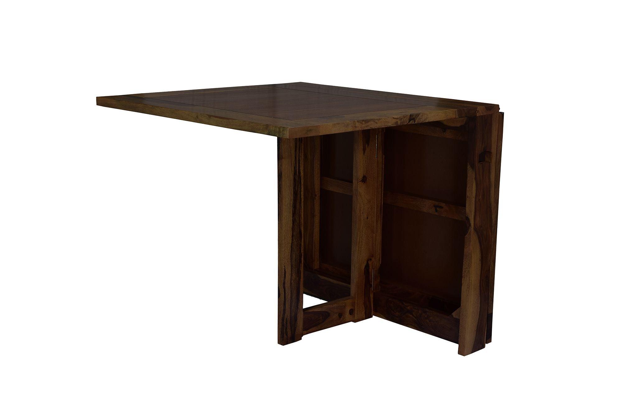 Sheesham Wood foldable dining table in walnut finish - Ouch Cart