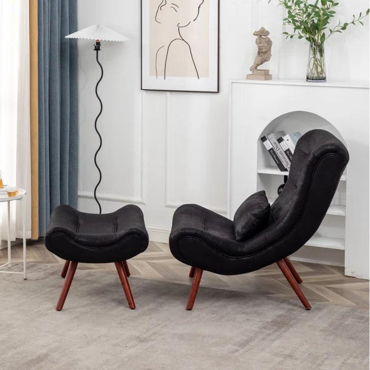 Francolin Upholstered Accent Chair with Footstool - Ouch Cart