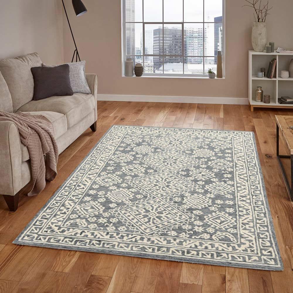 Slate Gray Wool Boston 4x6 Feet Hand-Tufted Carpet - Rug - Ouch Cart