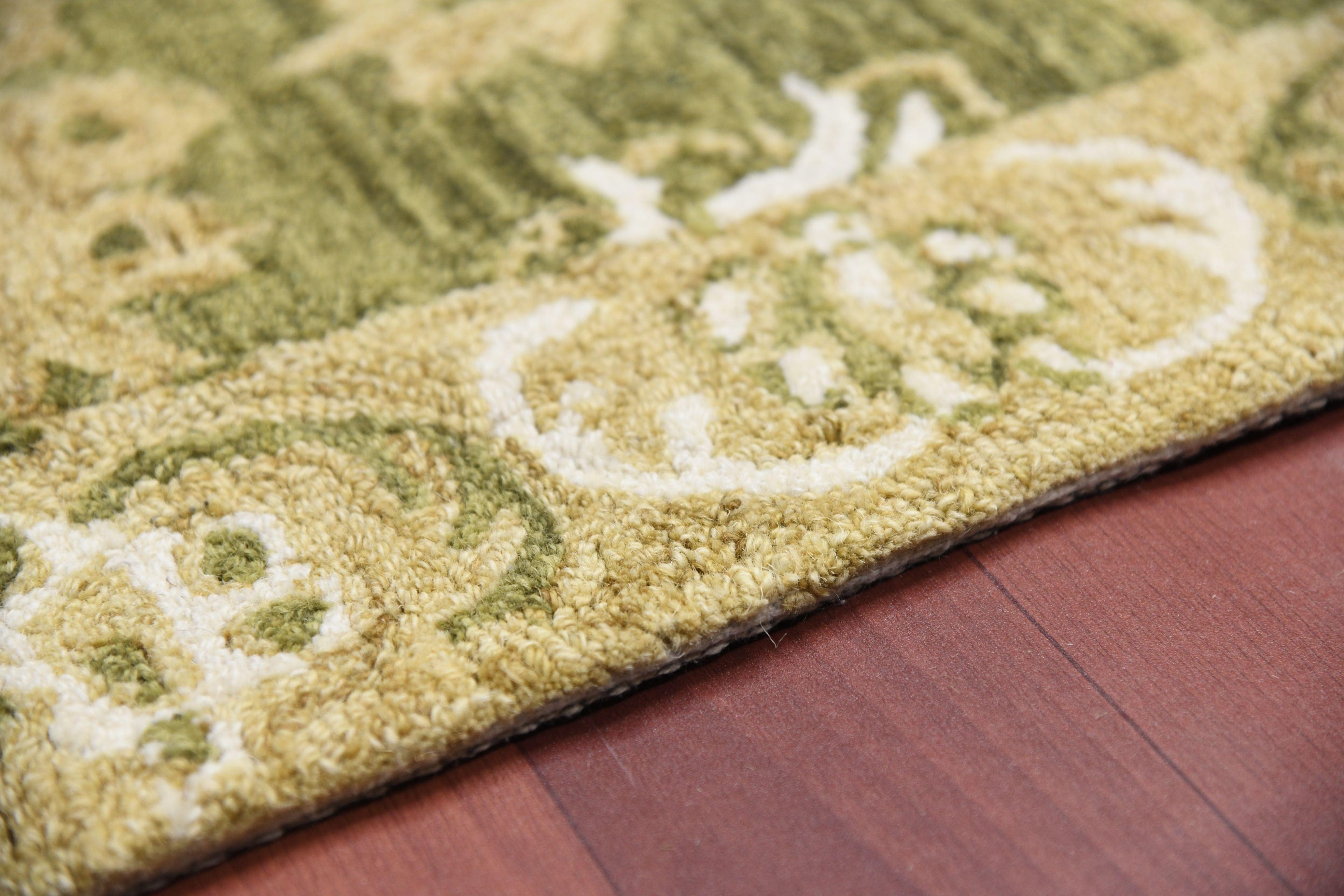 Olive Green Wool Romania 4x6 Feet Hand-Tufted Carpet - Rug - Ouch Cart