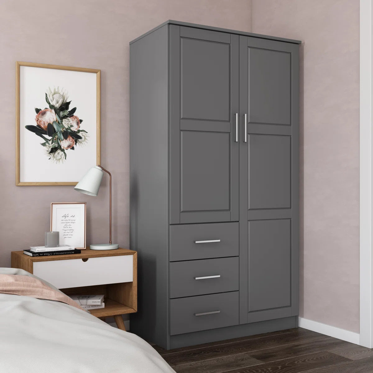 Metro 100% Solid Wood 2-door Wardrobe Armoire