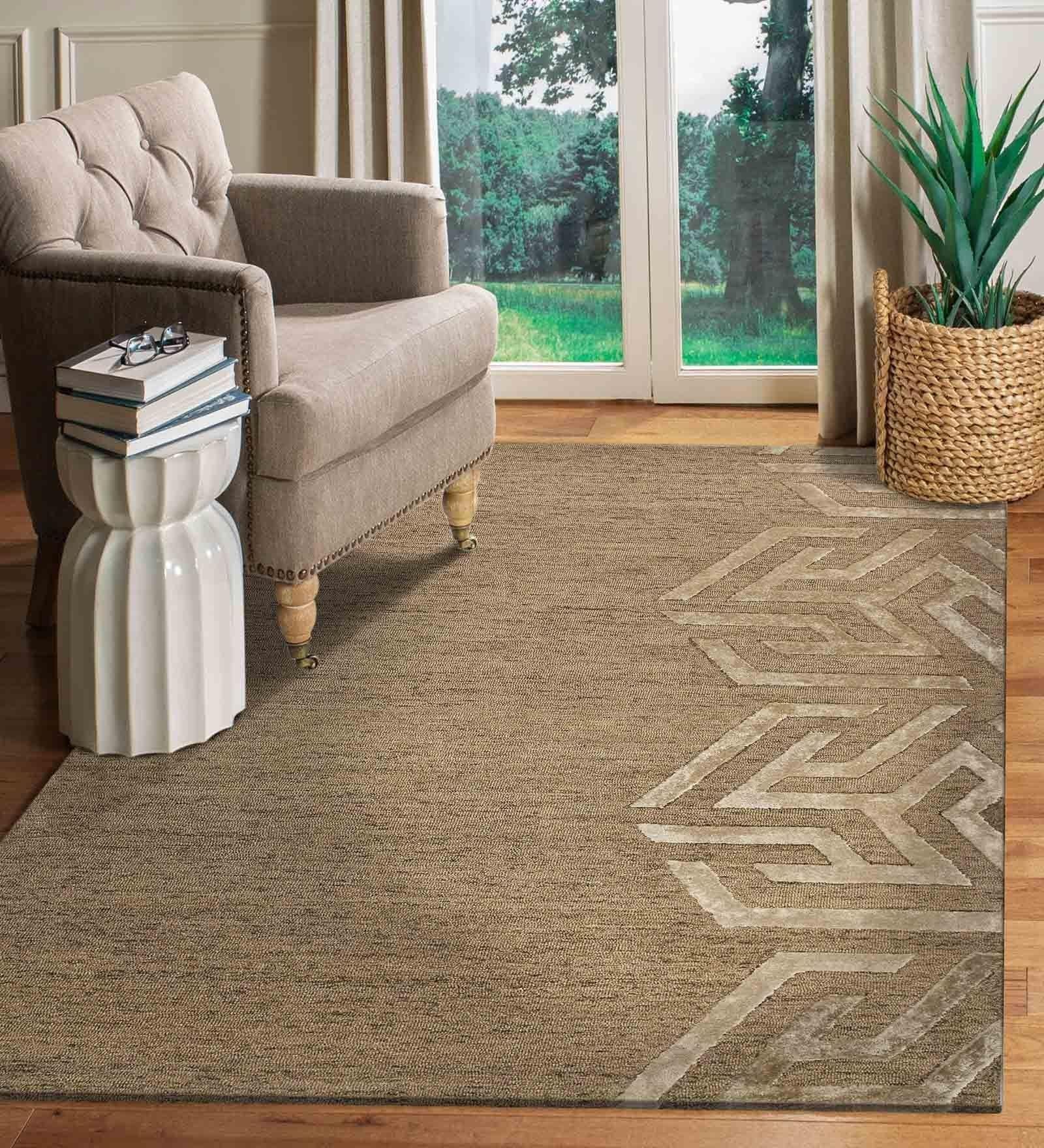 RED ROBIN Wool & Viscose Canyan 4x6 Feet Hand-Tufted Carpet - Rug - Ouch Cart
