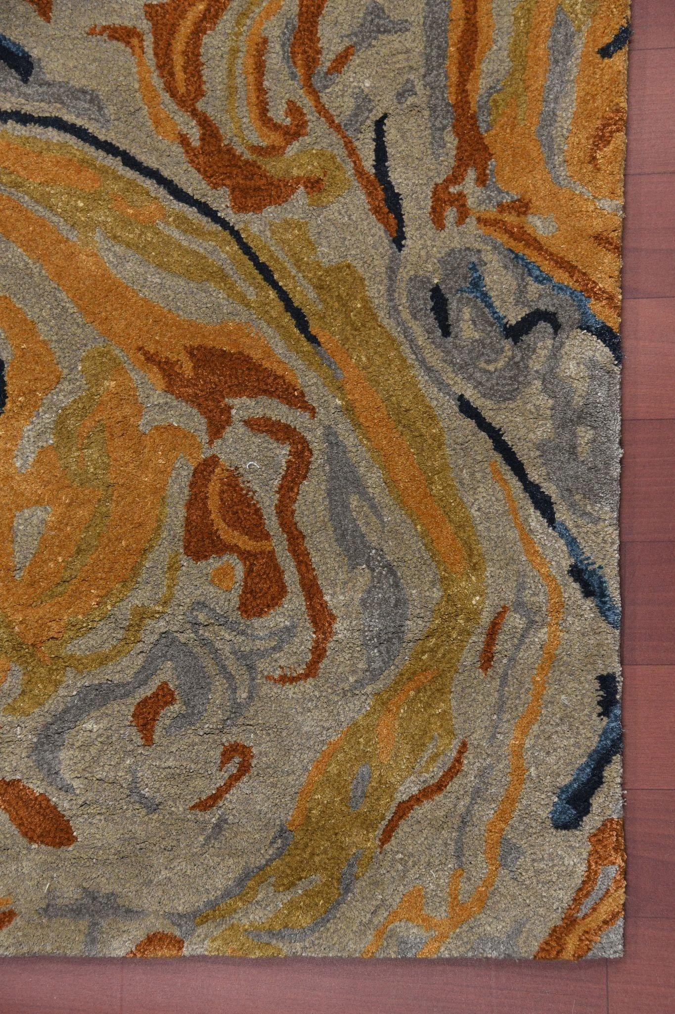 Orange Wool & Viscose Dream Scape 4x6 Feet Hand-Tufted Carpet - Rug - Ouch Cart