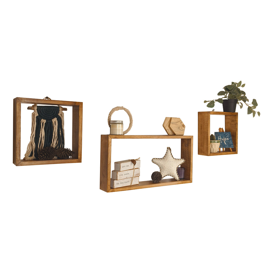 GEORGE III Rectangular Shaped Set of 3 Wooden Wall Shelves
