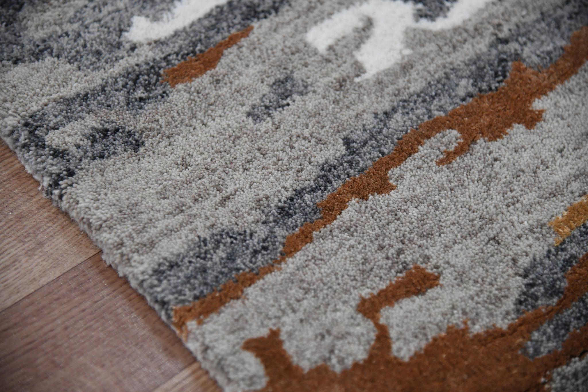 Orange Wool & Viscose Abstract 8X10 Feet Hand-Tufted Carpet - Rug - Ouch Cart