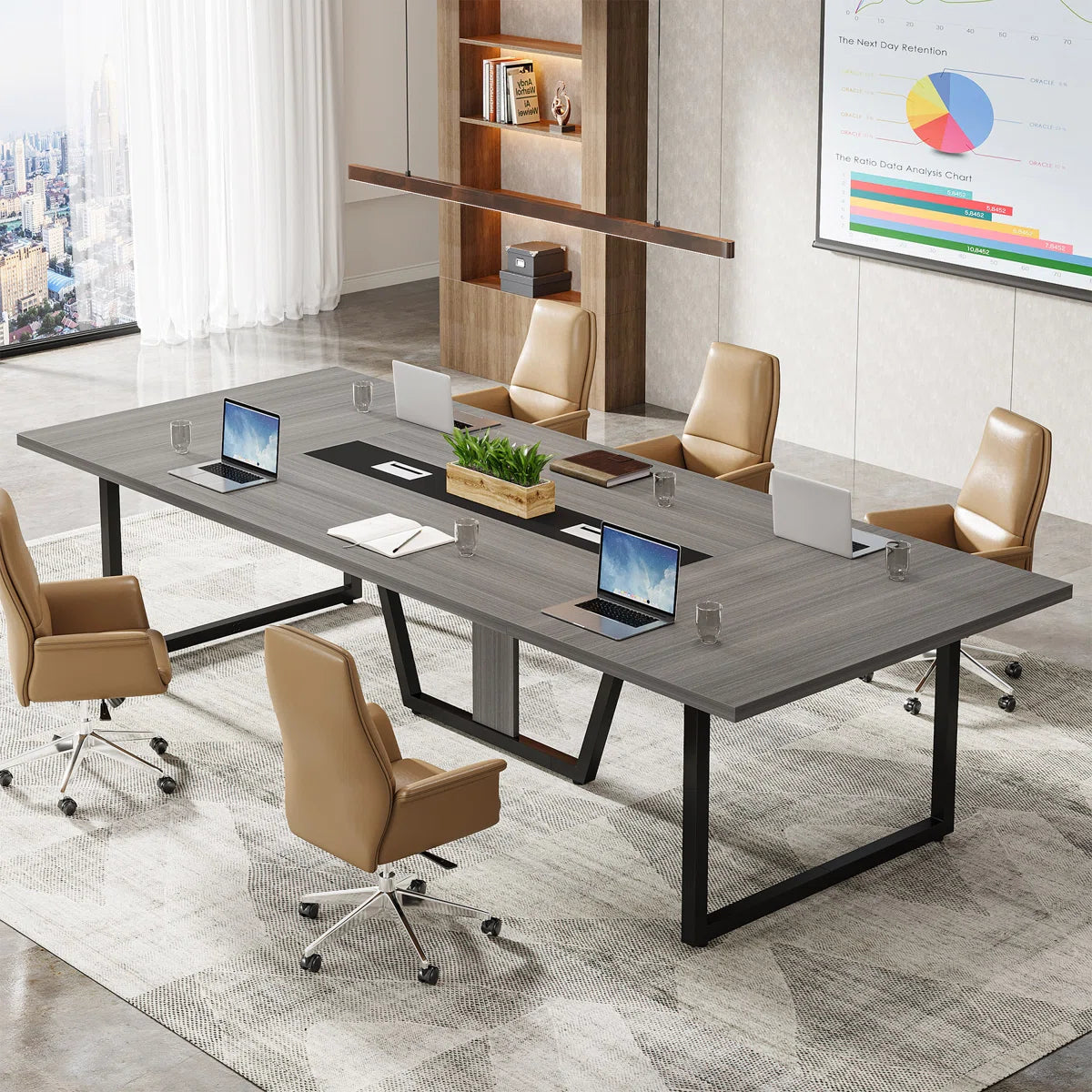 Large Conference Table, Rectangle Meeting Podcast Table OUCH CART
