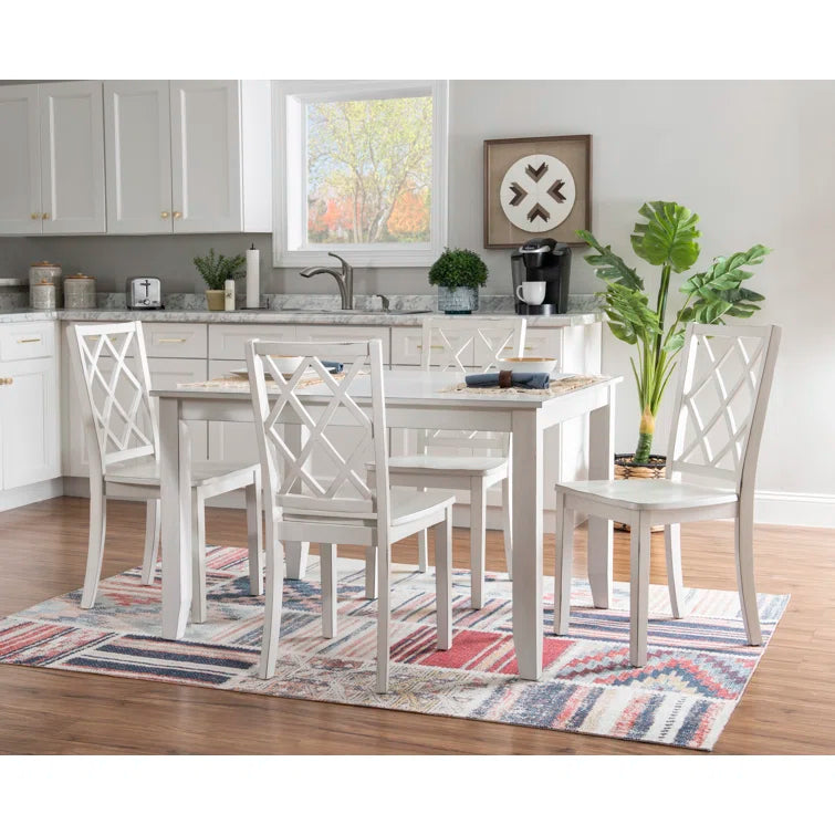 5 Piece 48" Solid Wood Lattice Back Dining Set ouch cart