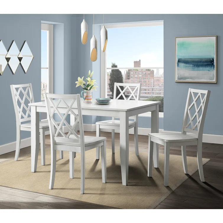 5 Piece 48" Solid Wood Lattice Back Dining Set Ouch Cart