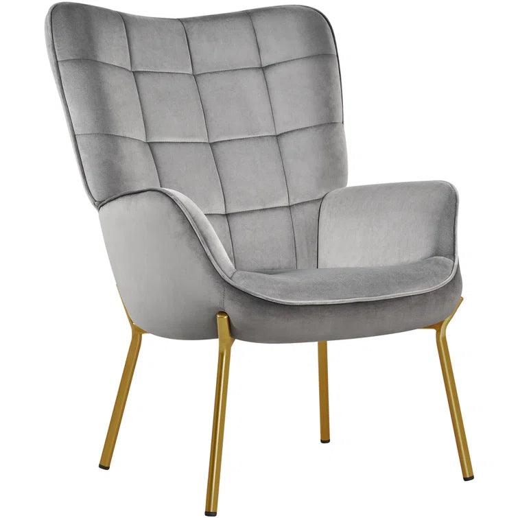 Glowacki Wide Tufted Velvet Armchair and Ottoman - Ouch Cart