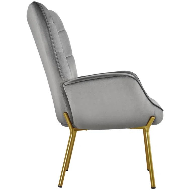 Glowacki Wide Tufted Velvet Armchair and Ottoman - Ouch Cart