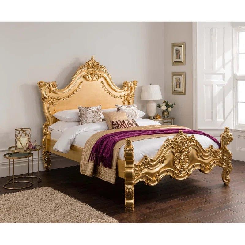 Gold Leaf Antique French Style Bed (Size: Super King) - Ouch Cart