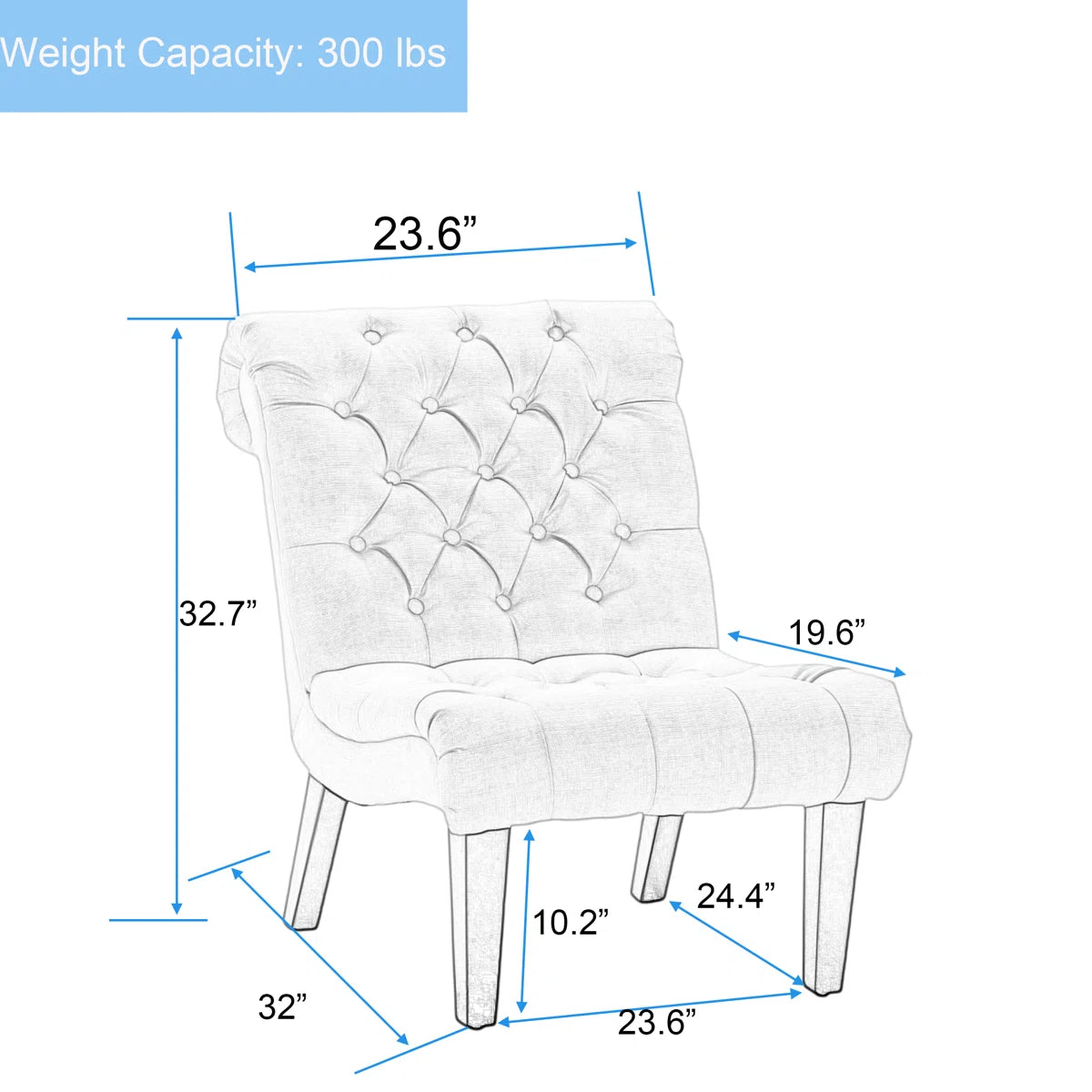 Elegant Linen Tufted Slipper Chair with Solid Wood Legs
