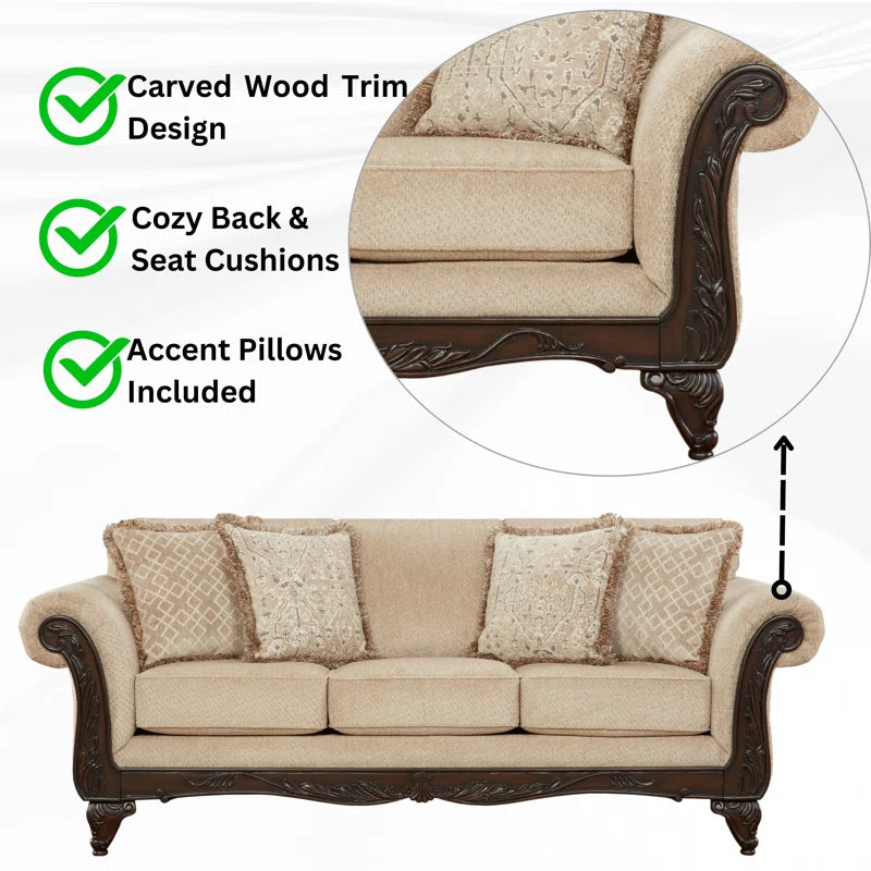 Halima Carved Wood Frame 5-piece Living Room Set - ouchcart | sofa