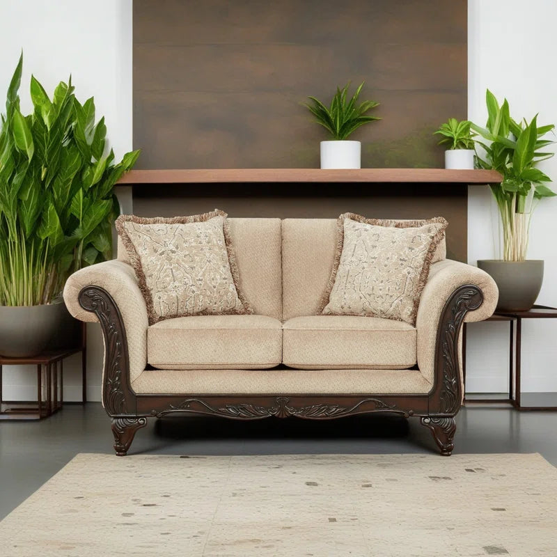 Halima Carved Wood Frame 5-piece Living Room Set