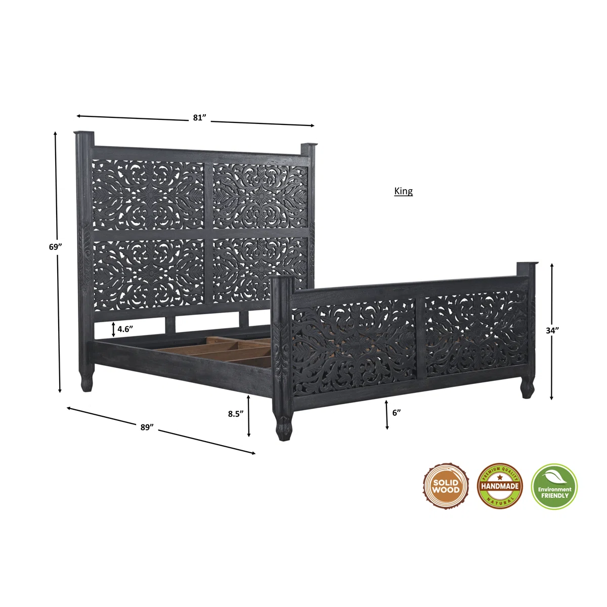 Harleen Solid Wood Standard Bed