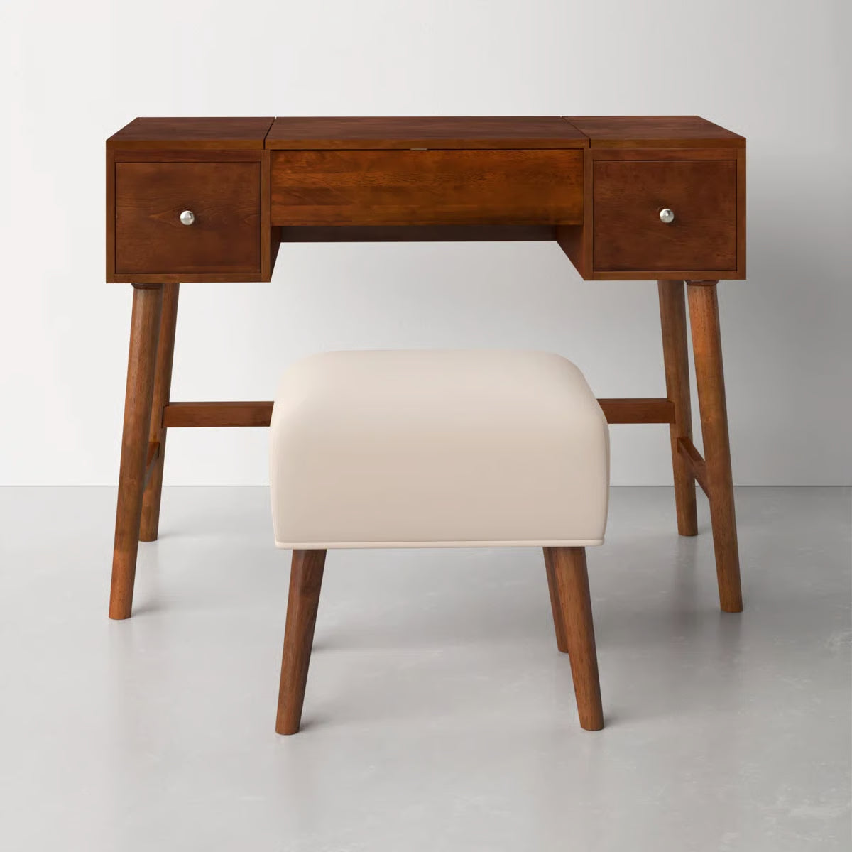 Headley Makeup Vanity Set โ 2 Drawers with Flip Top, Mid Century Modern-OUCH CART |Dressing table