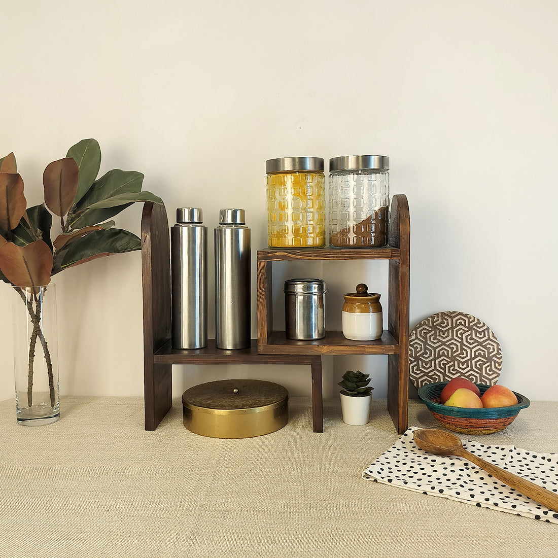 Helene Wooden Kitchen Countertop Organiser-OUCH CART | Kitchen rack