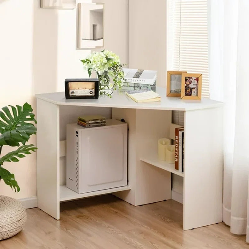 Space-Saving Efficiency: Corner Computer Desk for an Organized Workspace ouch cart