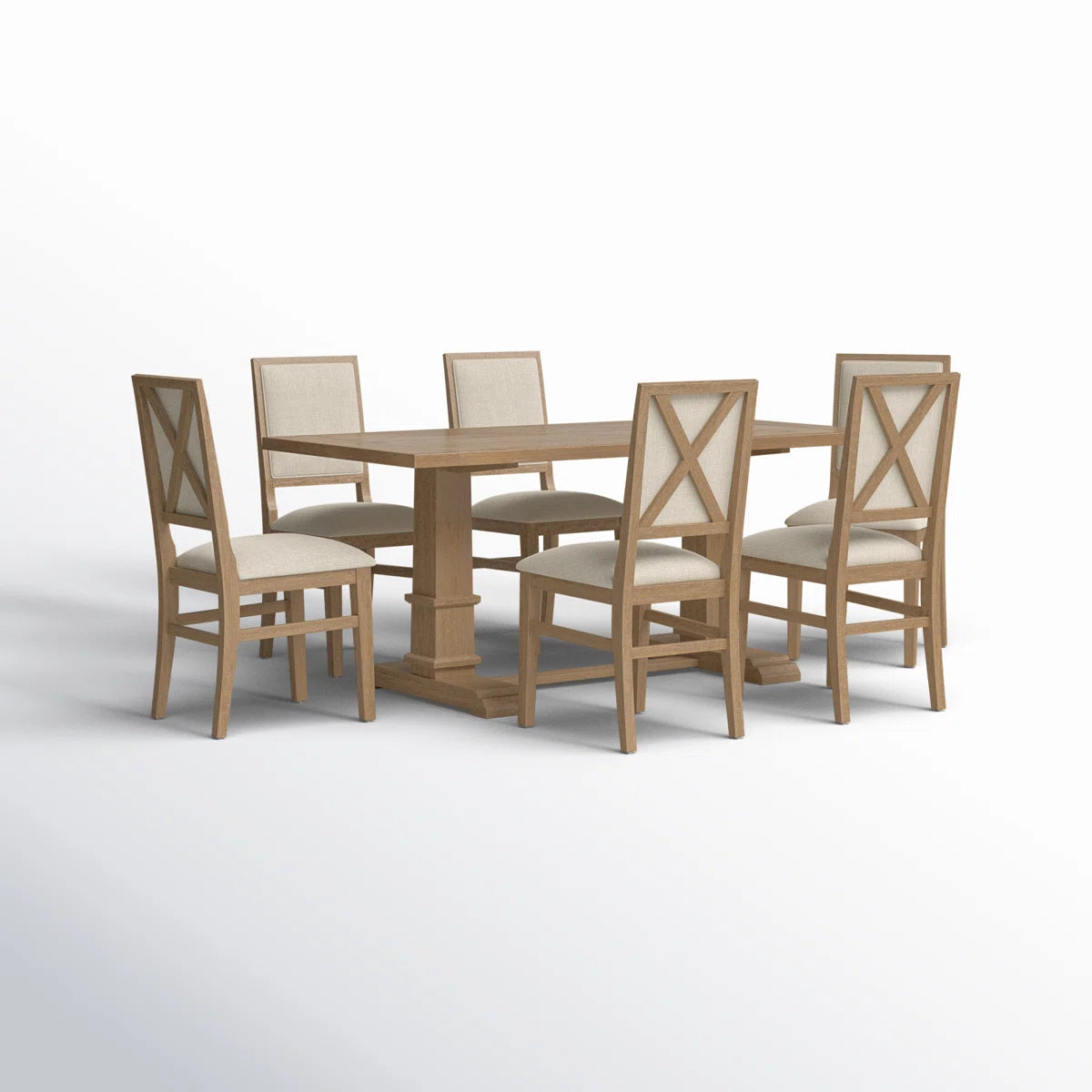 Hudson Trestle Dining Table with Upholstered and Wood Chairs