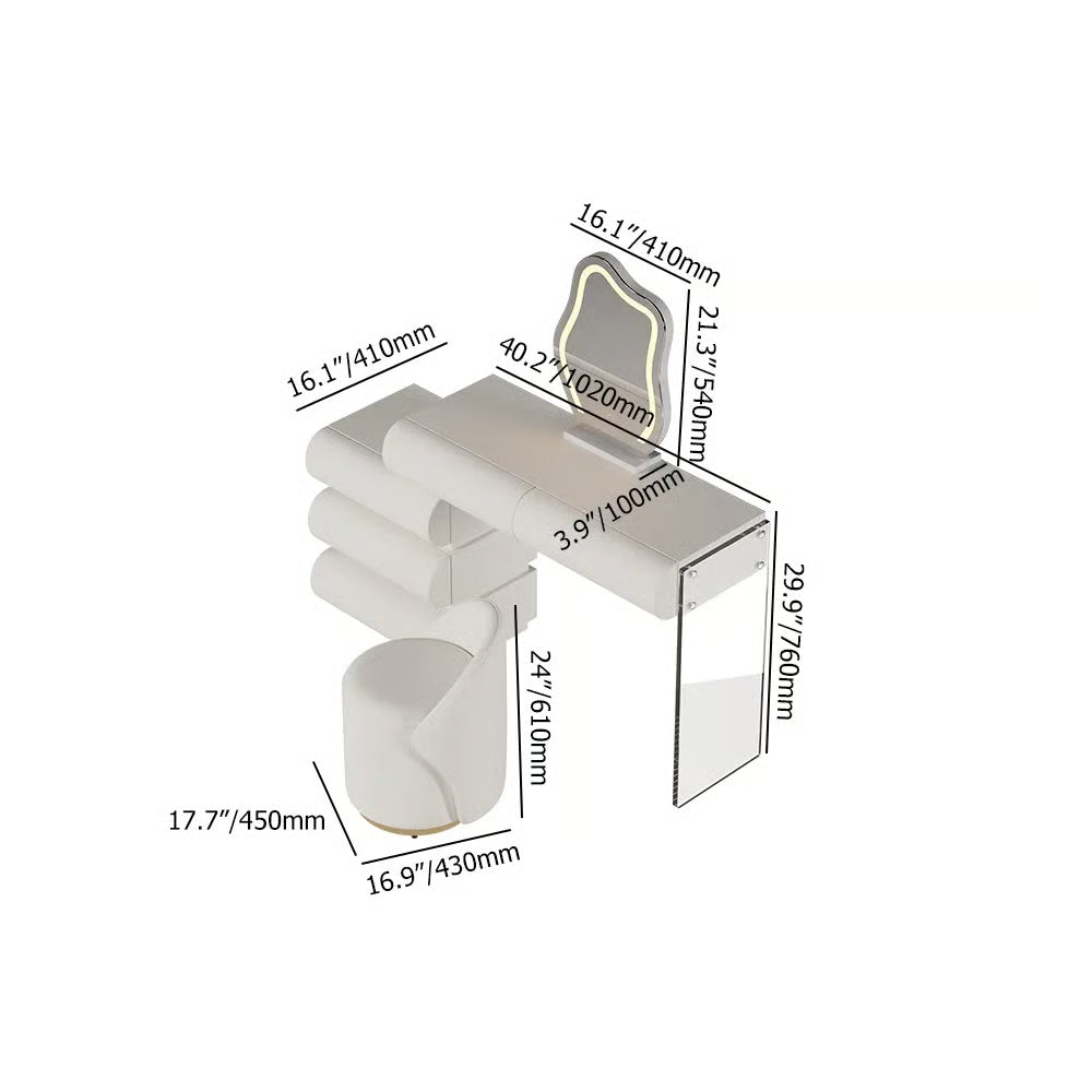 Humply Vanity Set – Modern PU Leather Dressing Table with LED Mirror & Stool