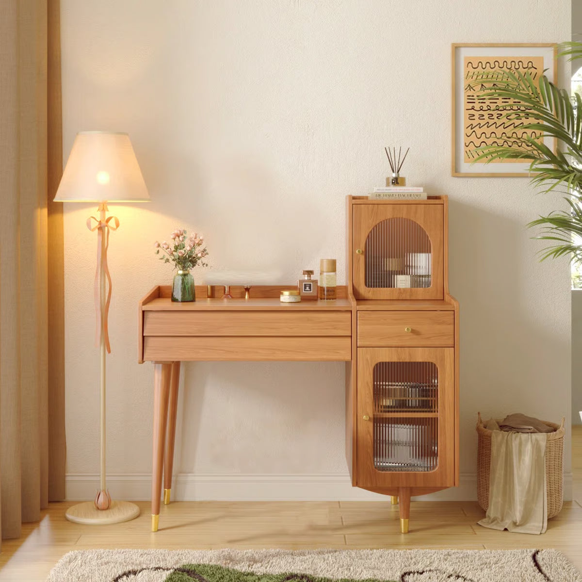 Hyers Makeup Vanity with Drawers and Cabinet- OUCH CART | Dressing table