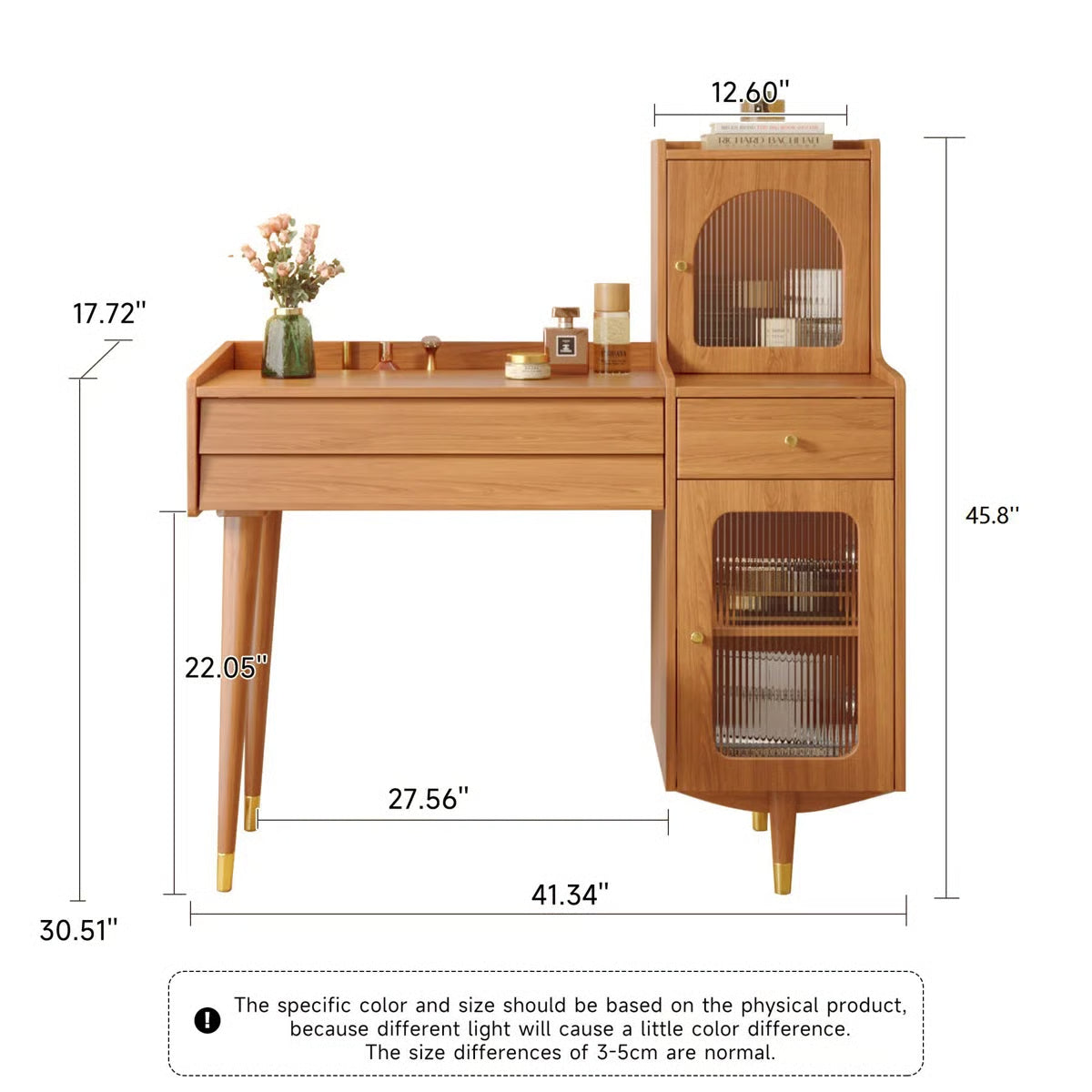 Hyers Makeup Vanity with Drawers and Cabinet- OUCH CART | Dressing table