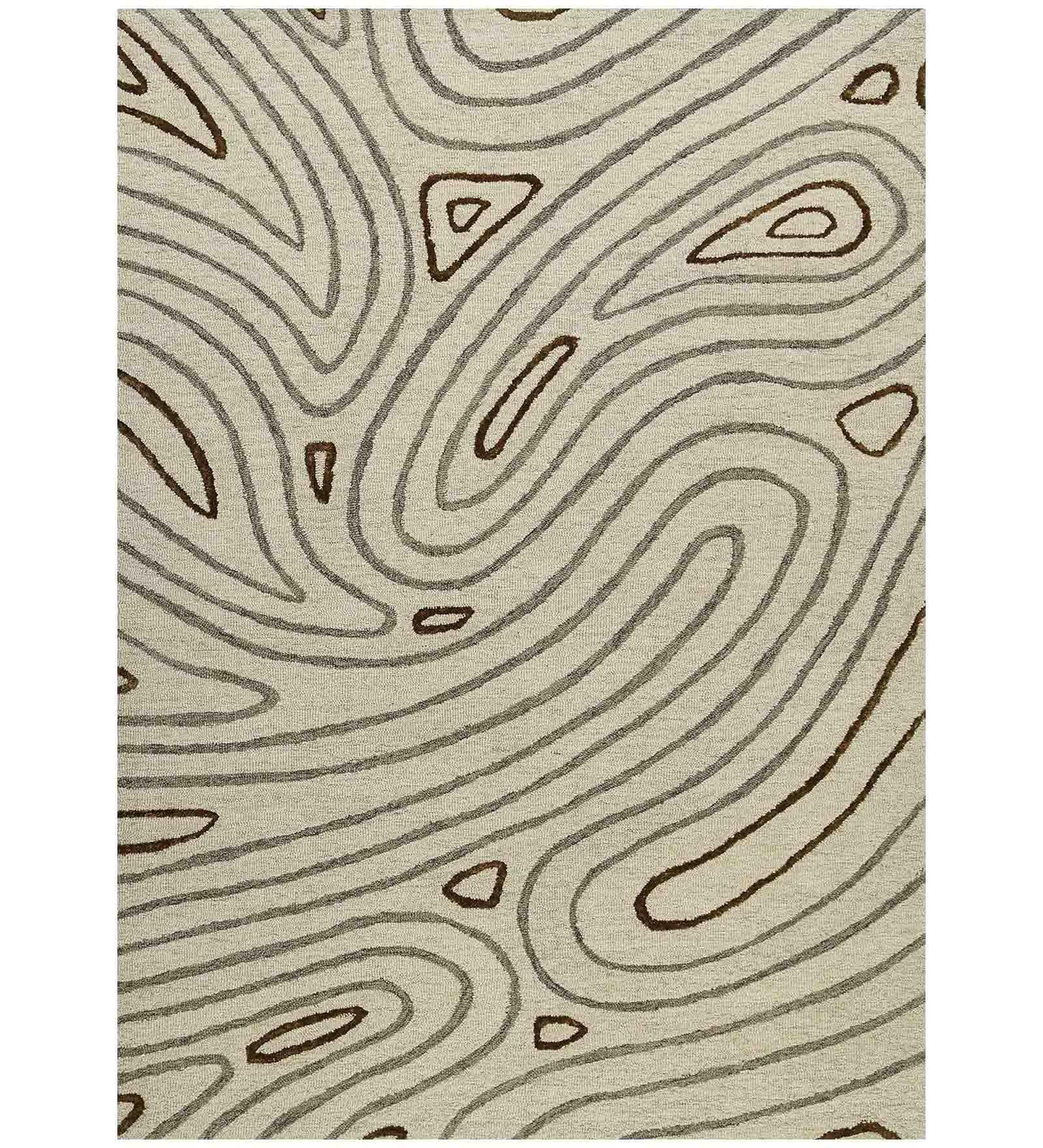 IVORY Wool & Viscose Canyan 5x8 Feet Hand-Tufted Carpet - Rug - Ouch Cart