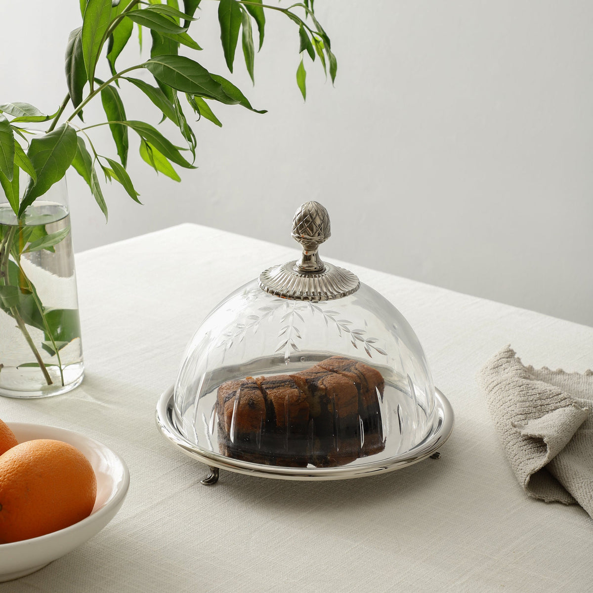 Faiza Crystal cut Cake dome silver M.M.I. OVERSEAS