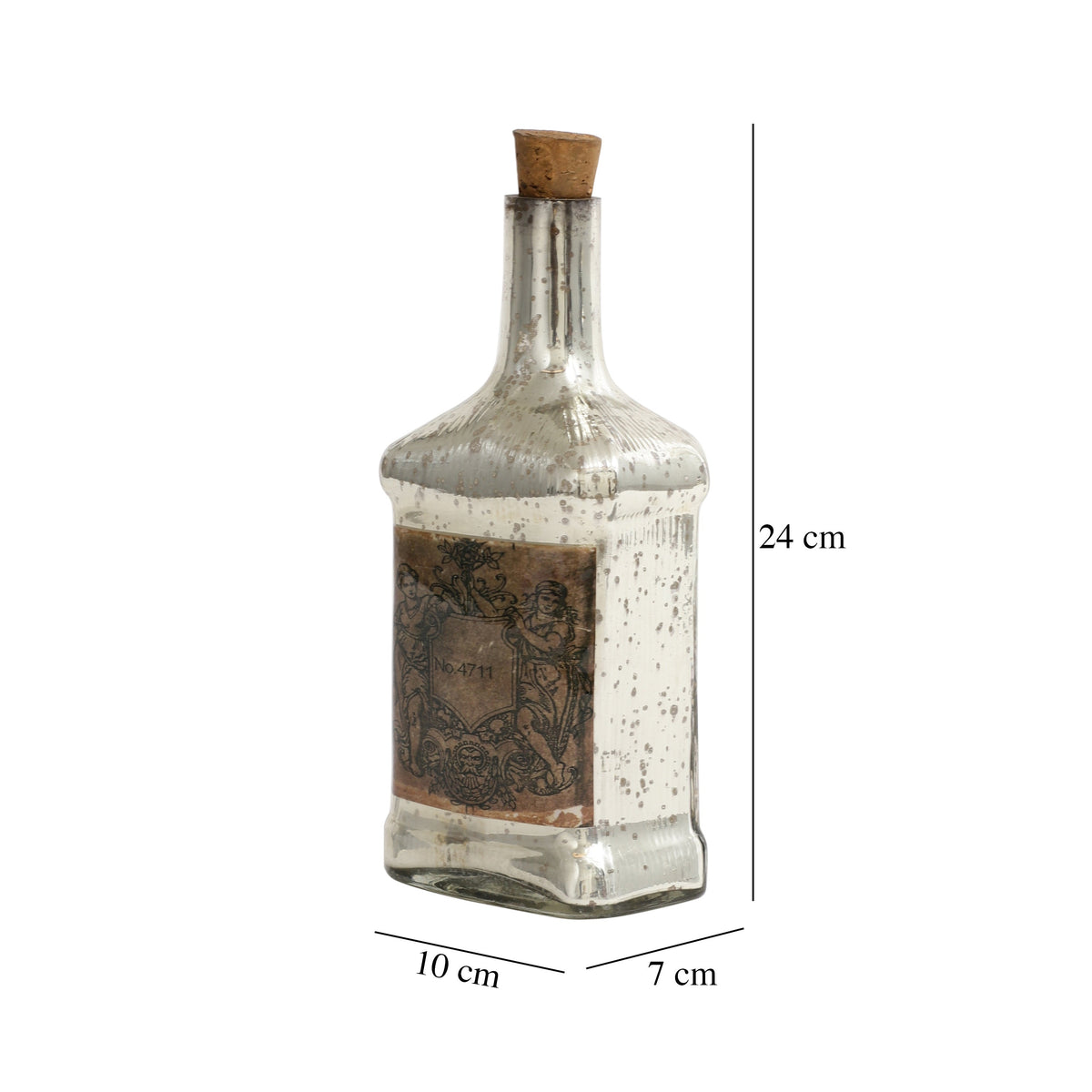 Antique Glass Legacy cylindrical Bottle Decorative M.M.I. OVERSEAS