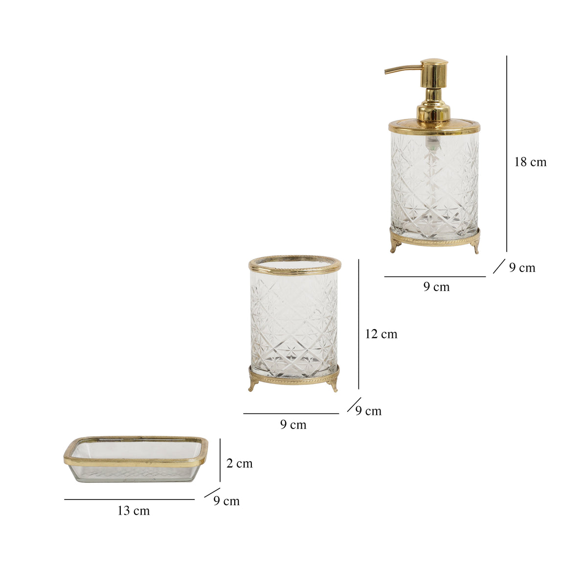 Blake Crystal Cut Bathroom set in Gold M.M.I. OVERSEAS