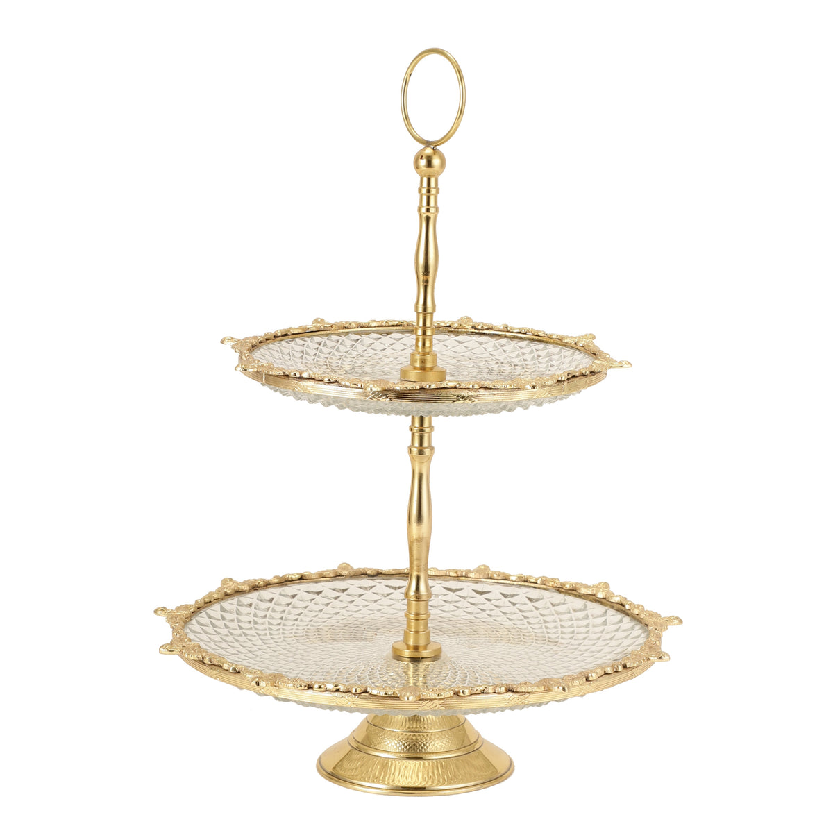 Spearhead Crystal Cake Stand in Gold M.M.I. OVERSEAS